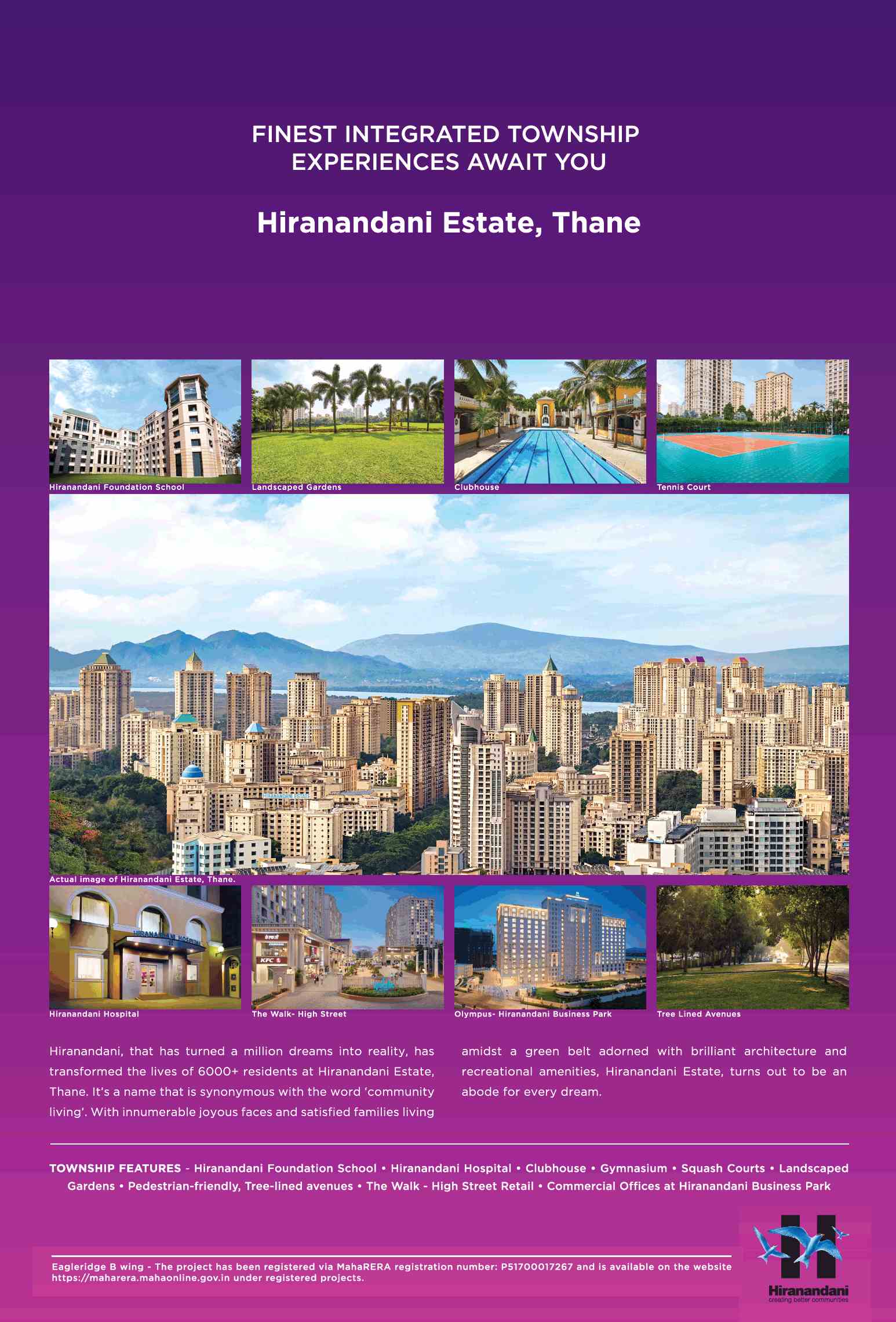 Finest integrated township experiences await you at Hiranandani Eagleridge in Mumbai